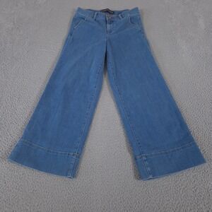 Express Jeans Women 2R Blue Denim Wide Leg Flare High Rise Stretch Trouser Style